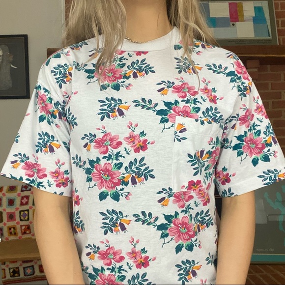 Vintage 90s Penny Lane All-Over Floral Print High NeckSingle Stitch Pock… - Picture 1 of 12